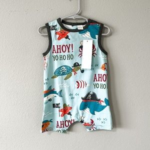 NWT Peppy Mini 2T Toddler Blue Ocean/Sea Life/Pirate Ahoy Sleeveless Romper